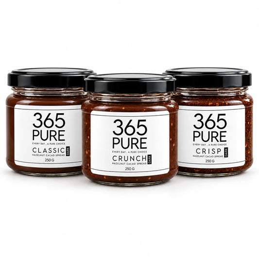 CLASSIC DARK, CRUNCH DARK and CRISP DARK jars in the 365Pure DARK TRIO bundle